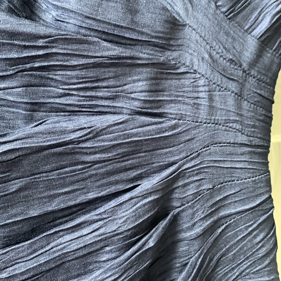 Eliza J navy faux wrap silk look lined dress 3/4 jewelled sleeves EUC - Picture 3 of 8